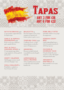 HC Tapas menu Jan 2023