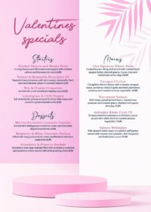 Valentines menu print pdf