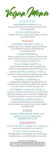 Heathcote vegan menu pdf